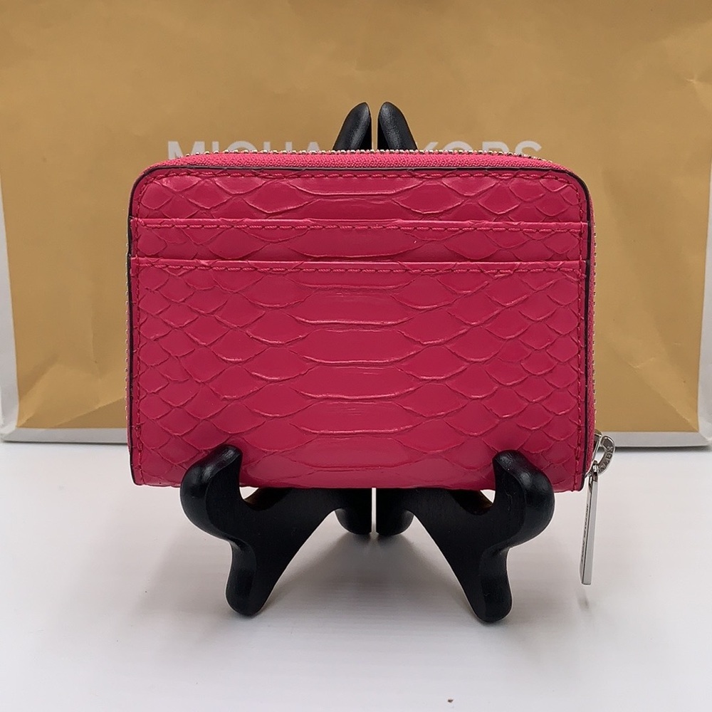 MICHAEL KORS MEDIUM ZIP AROUND CARD CASE WALLET ELECTRIC PINK COLOR - Picture 2 of 12